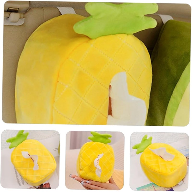 غطاء صندوق مناديل السيارة على شكل فاكهة لطيف، موزع مناديل قماش محمول للمركبة - Image 4